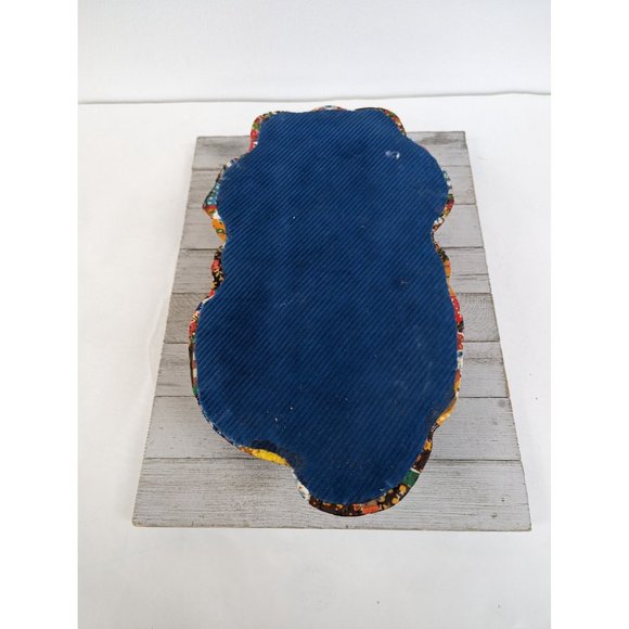 Vintage Patchwork Puppy Dog Decoupage Doorstop Statue Quilted Chalkware 13 1/2" - Picture 6 of 6